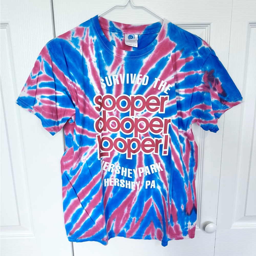 Vintage HERSHEY PARK Sooper Dooper Booper Kids Tie-Dye T-Shirt - LG